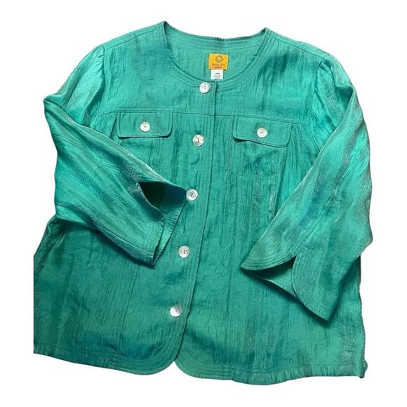 Y2K Iridescent Green Glam Feminine Blazer Jakcet 20W Fairy Easter Lightweight - Picture 6 of 8